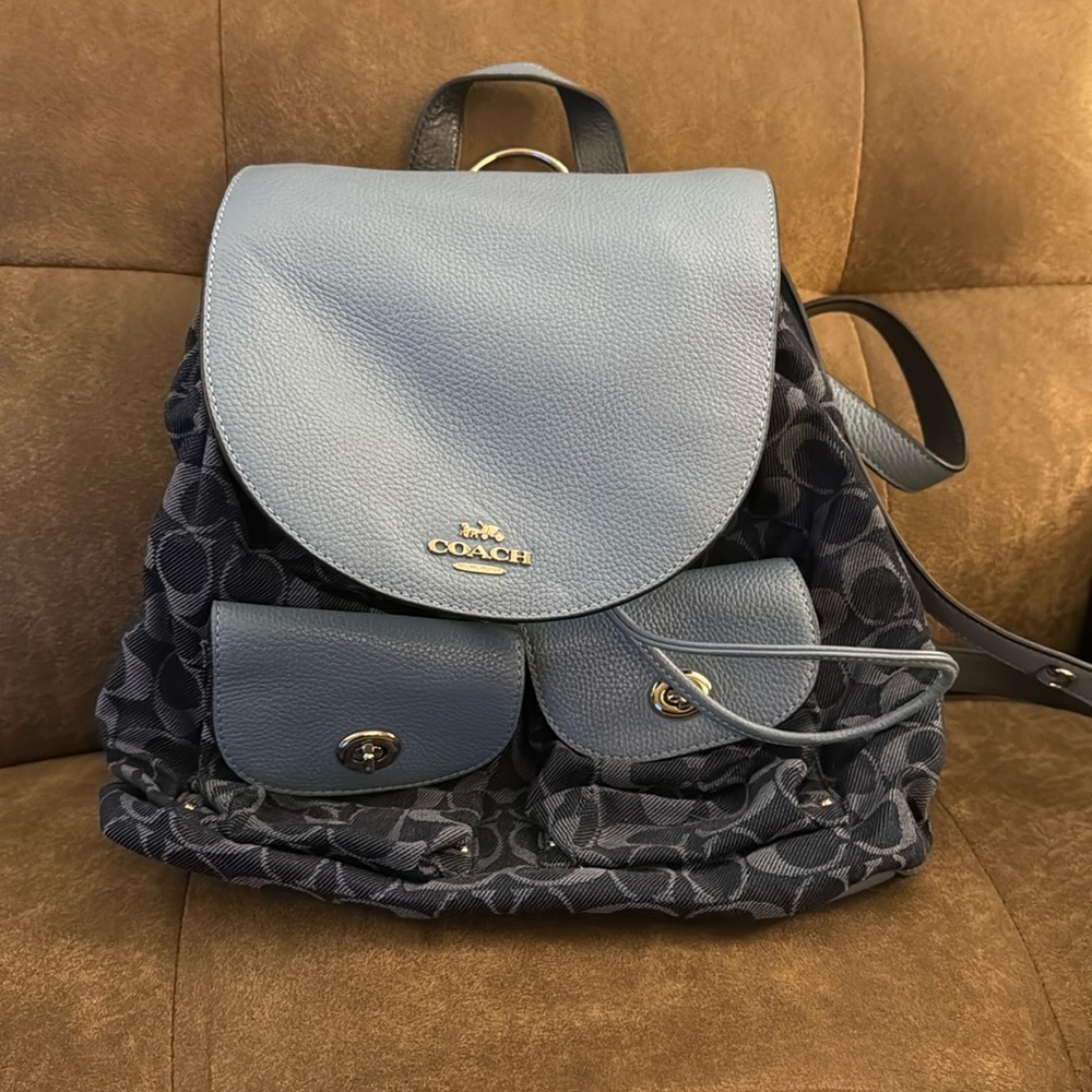 Blue Coach Signature Billie Backpack